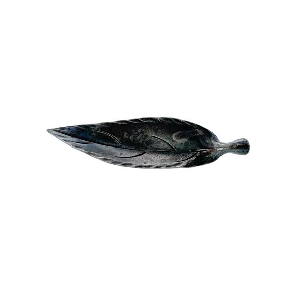 Vintage NYE Blackened Sterling Silver 925 Leaf Pin Brooch - Picture 1 of 5